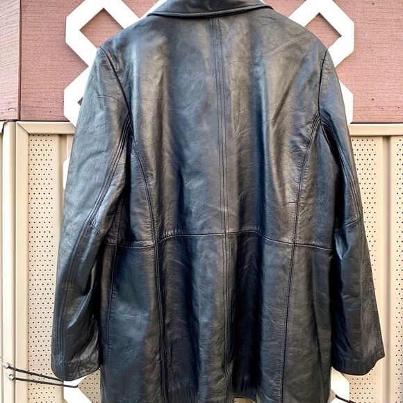VINTAGE BLACK LEATHER JACKET by COLEBROOK SIZE XL - Picture 5 of 6